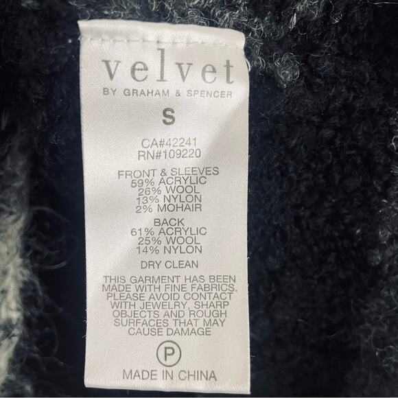 🍒Velvet Jubilee Chevron Knit‎ Sweater Wool Blend Black Nordic Pattern Ski Small - Picture 10 of 11